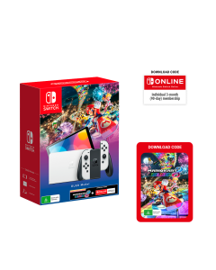 Nintendo Switch™ - OLED Model (White) + Mario Kart 8 Deluxe + Nintendo Switch Online Individual 3-Month (90-Day) Membership