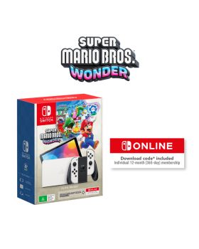 Nintendo Switch™ - OLED Model (White) + Super Mario Bros. Wonder + Nintendo Switch Online Individual 12-Month Membership