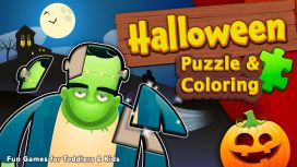 Halloween Puzzle & Coloring Fun Games for Toddlers & Kids