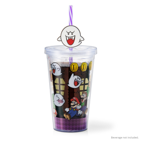 Super Mario Tumbler with Straw and Lid (Boo)